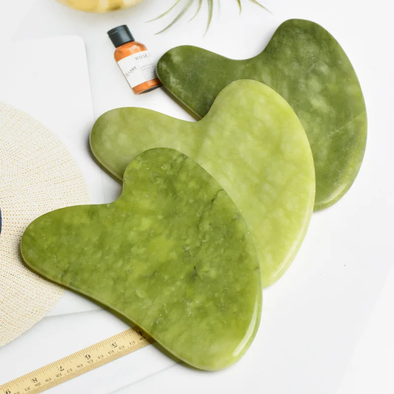 

100% Natural Popular Stone Gua Sha Tool Facial Massage jade roller Scrapping Guasha Plate For Face, Green