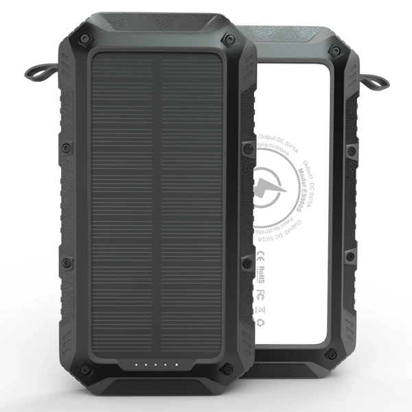 

Solar Power Bank Waterproof 20000mAh Solar Charger 2 USB Ports External Charger Powerbank Smartphone with LED Light
