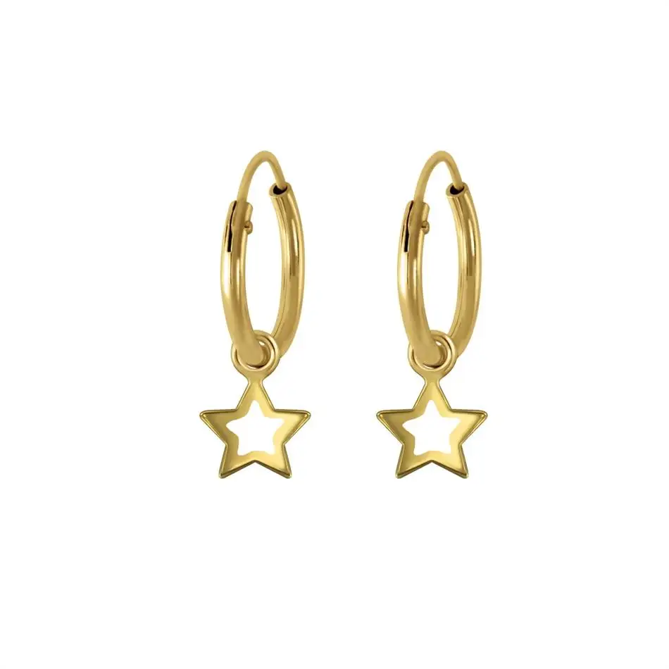 

Minimaliat Jewelry Earrings For Women 925 Sterling Silver Wholesale 18K Gold Plated Open Star Hoop Earrings