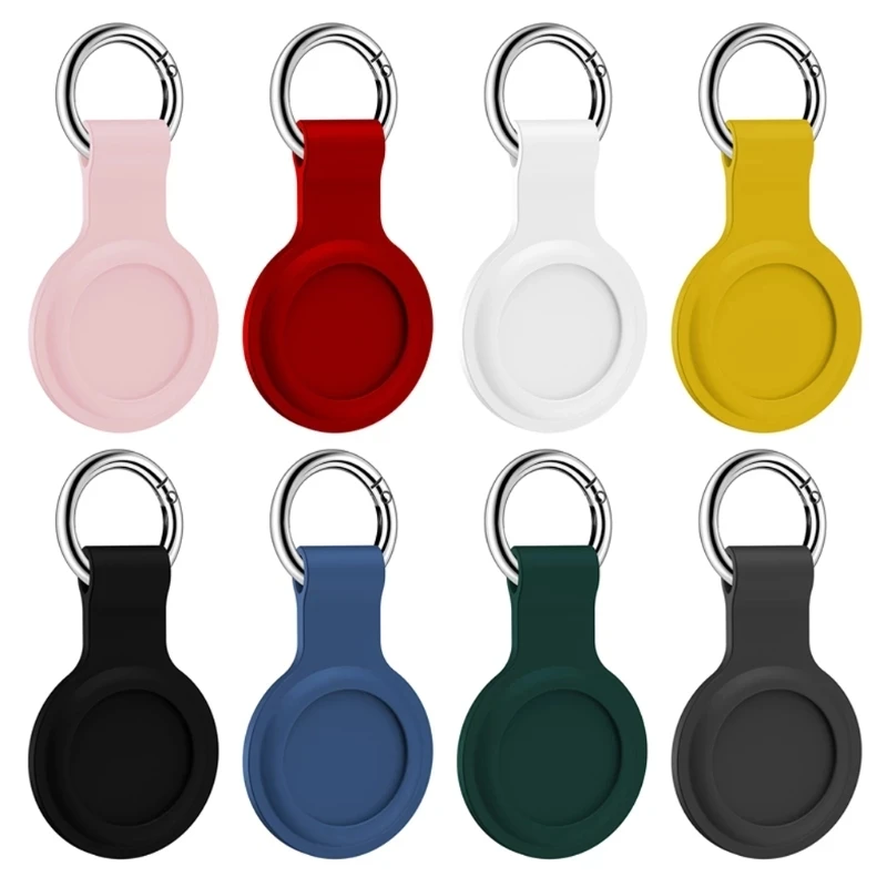 

For Apple Locator Tracker Anti-lost Device Keychain Ring With Buckle Protective Cover for AirTags Silicone Case, 10 colors