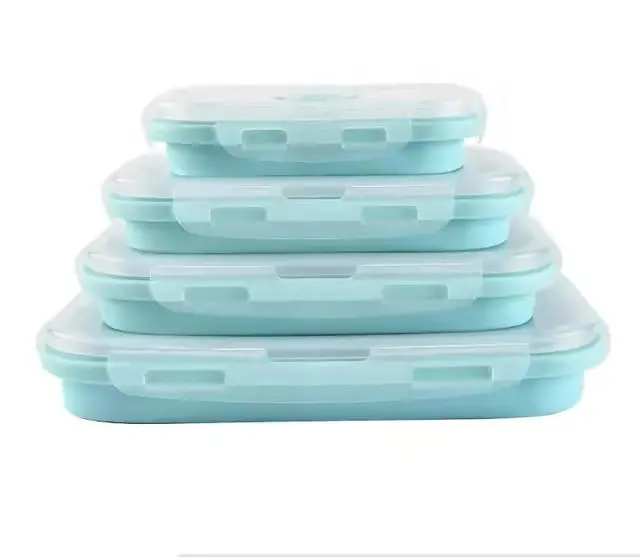 

Set of 4 Multi-Color Silicone Travel Container food Storage Container with Lid