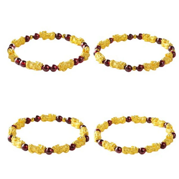 

Alluvial Gold Pixiu Ladies Bracelet Garnet Yellow Gold-Plated Women's Imitation