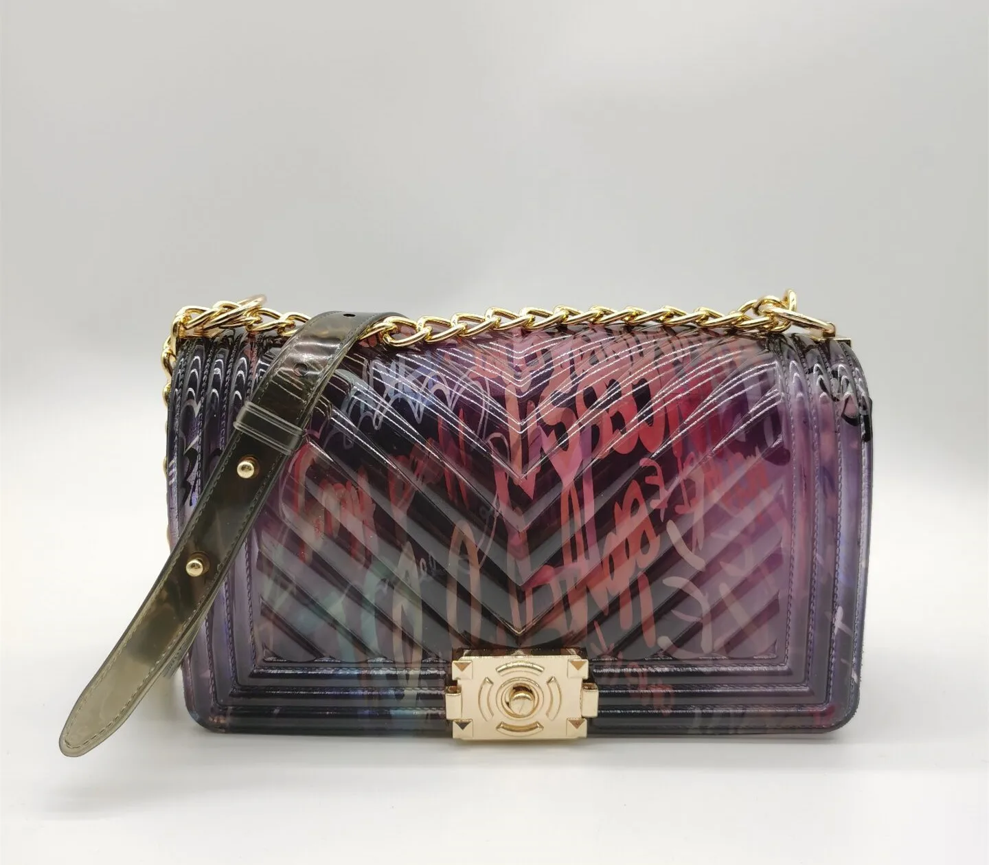 

Graffiti Jelly handbags 2021 silicone/PVC shoulder handbag Art printed bag jelly candy purse and Graffiti Jelly shoulder bag