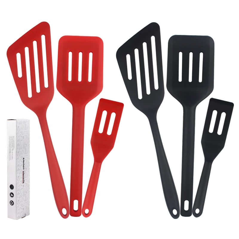 

Heat Resistant Non Stick 3-piece Silicone Spatula Turner Set Kitchen Utensils Slotted Turner For Cooking Baking