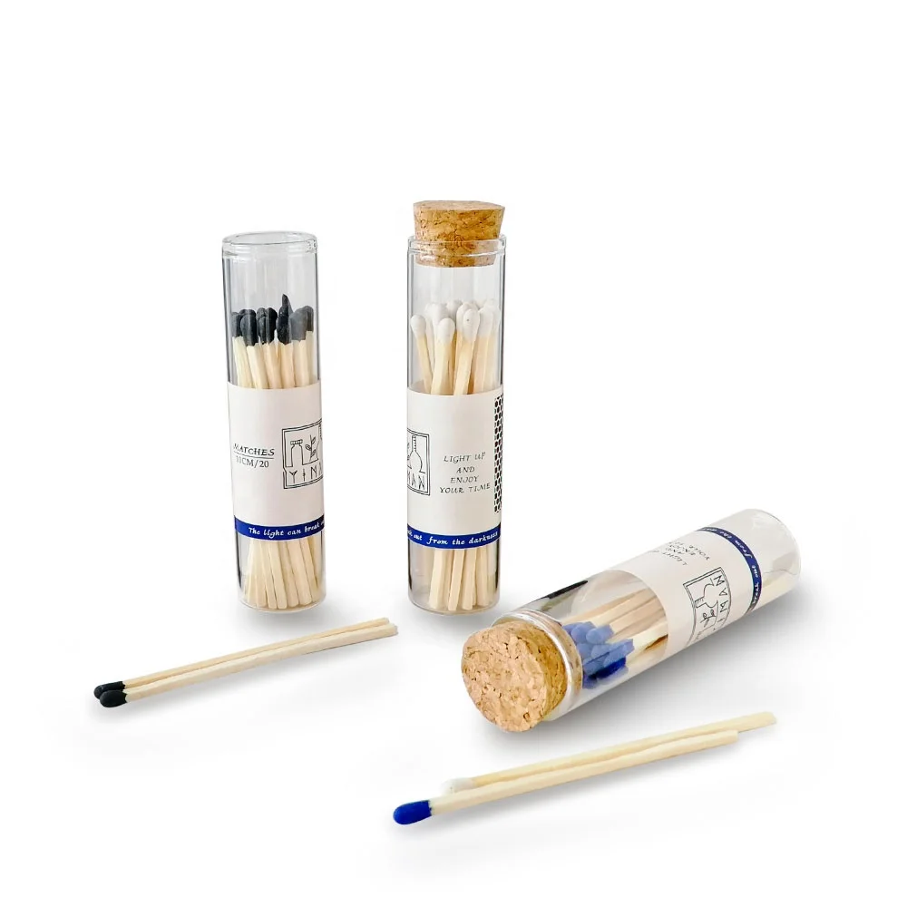 

Colored Head Safety Matches Long Matchsticks in Glass Bottles, White or colored