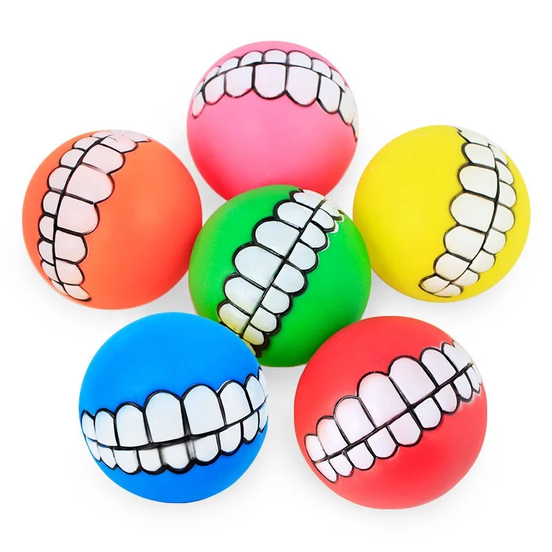 

Funny Pets Dog Chew Toy for Dogs Pet Supplies Toys Squeaking Ball Teeth, Orange,red,pink,yellow,blue,green