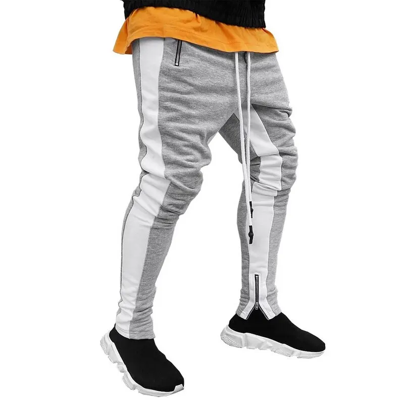 

Latest Design Men's Stripped Joggers With Zipper Pockets Casual Trousers Track Sweat Pants For Men, Black yellow/grey white/black red/blue white/black white