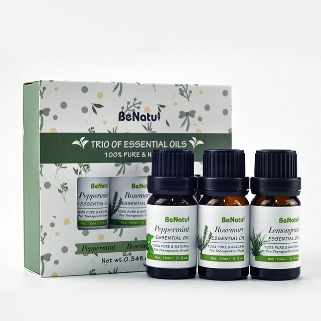 

Benatu 3*10ML Essential Oils Trio Set (Peppermint, Rosemary, Lemongrass) best for testing Market for beginner LOW MOQ