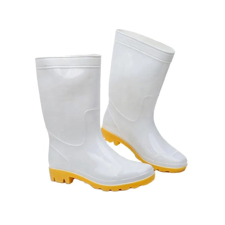 

SMASYS Construction Labor White High Tube Rain Shoes Protection Non-slip Safety Rain Boots