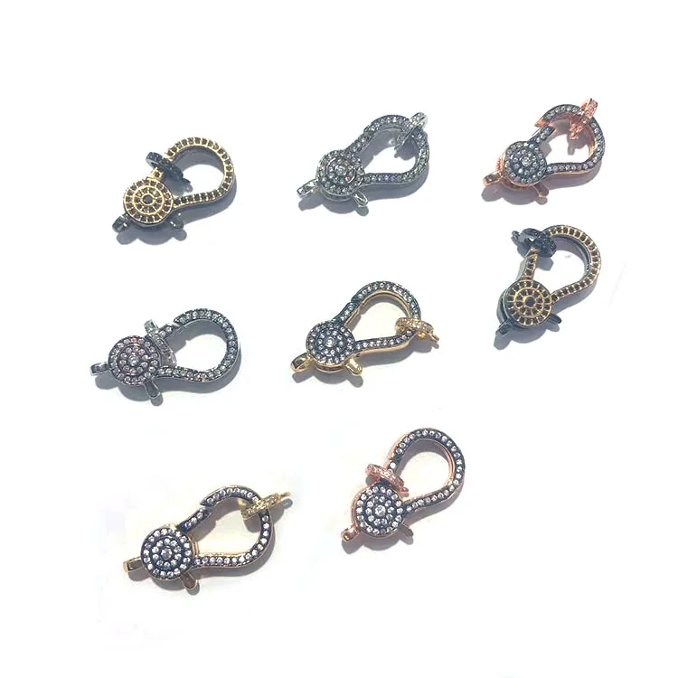 

CZ7817 Pave Diamond CZ Micro Lobster Clasps for Jewelry necklace making, Gold,rose gold, black, and sliver