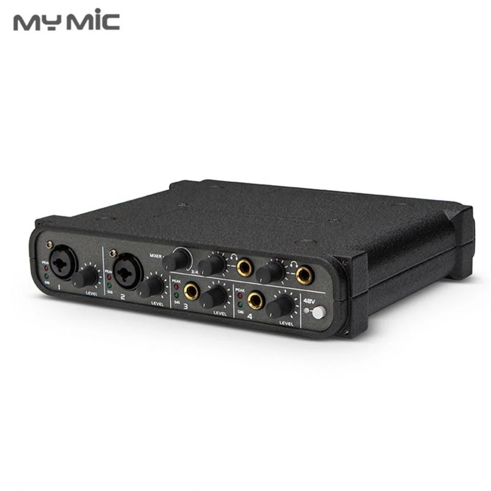 

Hot Selling 4 Channels Sound Card Audio Interface For Studio Recording, Black