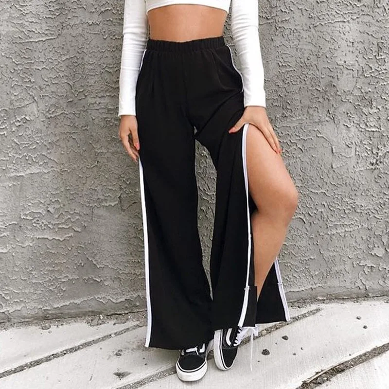 

Instock White Stripe Split Loose Casual Women Pants