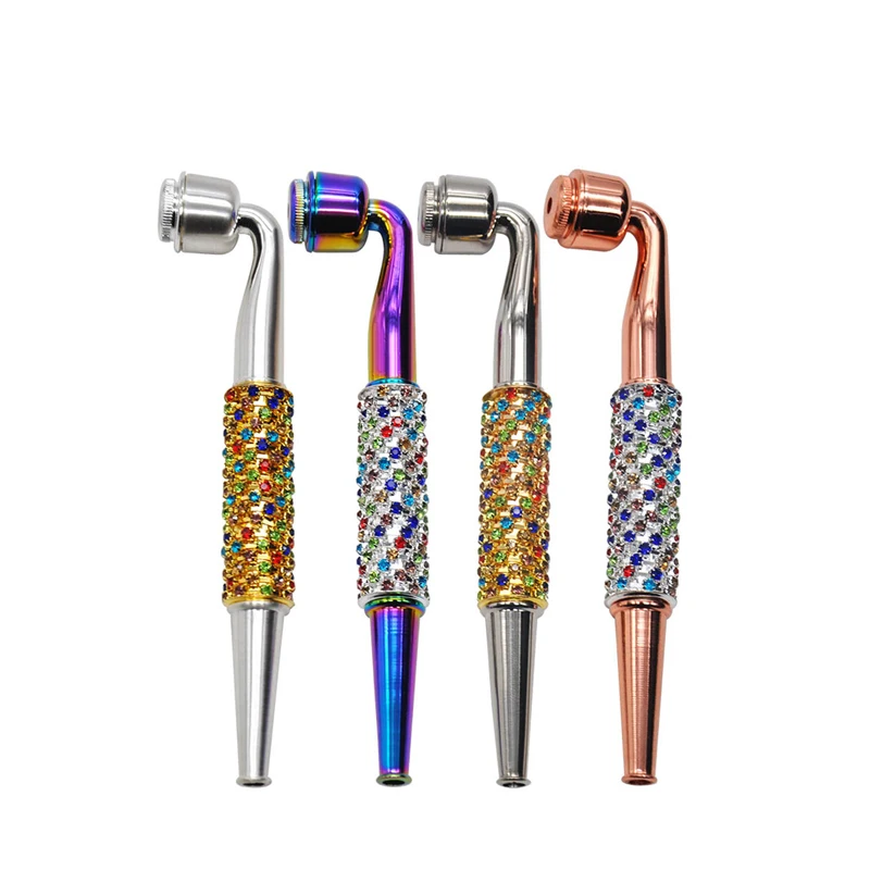

The new metal pipe four-color enamel hollow with straight rod removable and washable thin mouth metal pipe, Color mixing