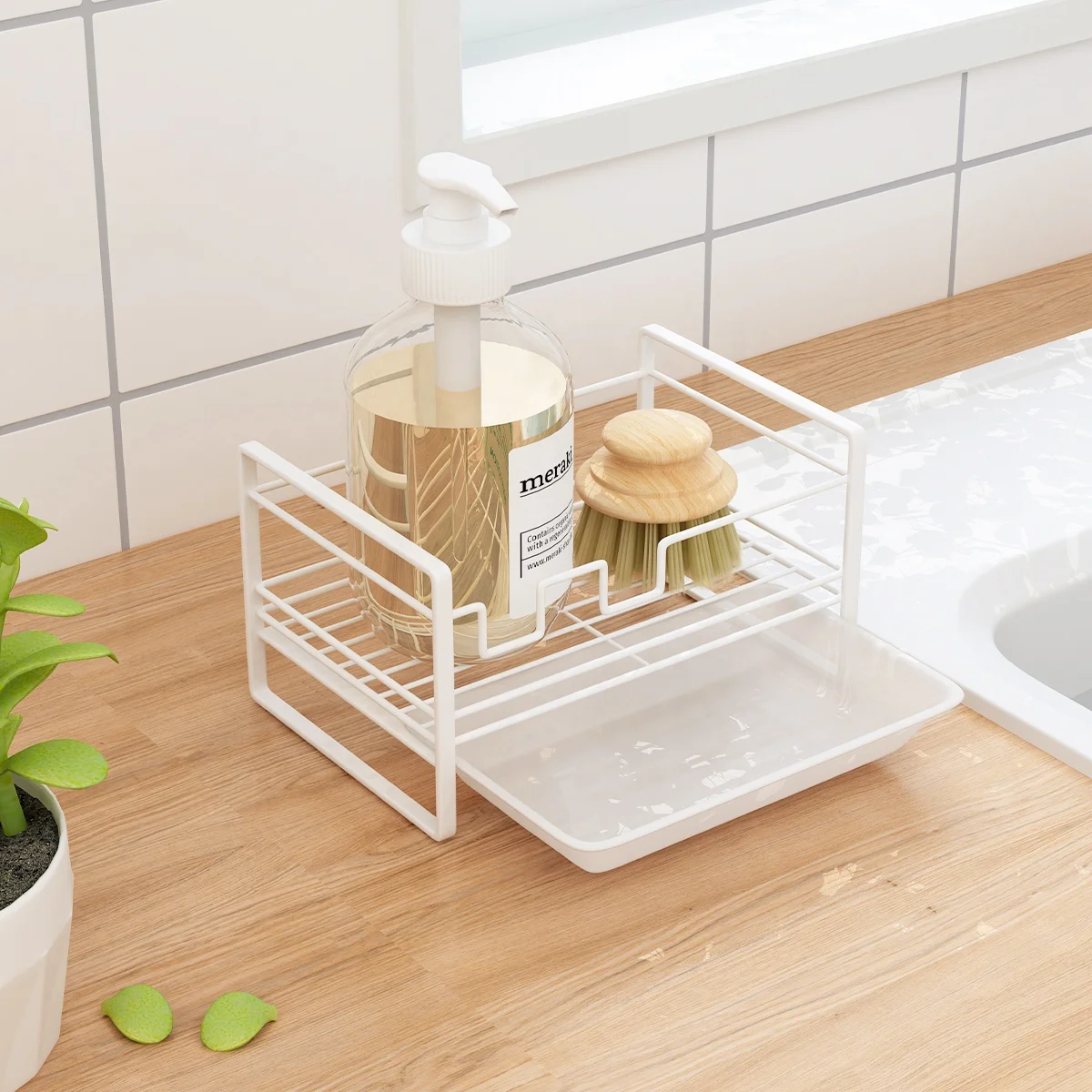 

4 styles mini organizers kitchen sink caddy sponge holder, White