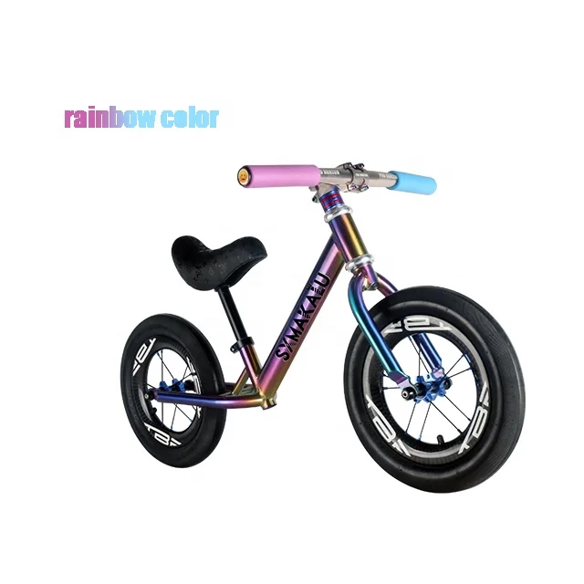 

Ultra light 2635g rainbow Titanium kids self balance bike, Ti natural, rainbow