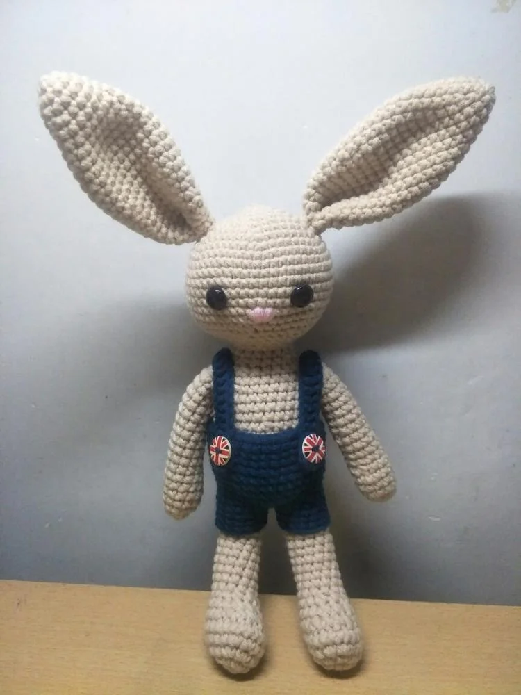 Around 26cm Woolen Doll Rabbit Plush Toys Crochet Knitting Cotton Bunny