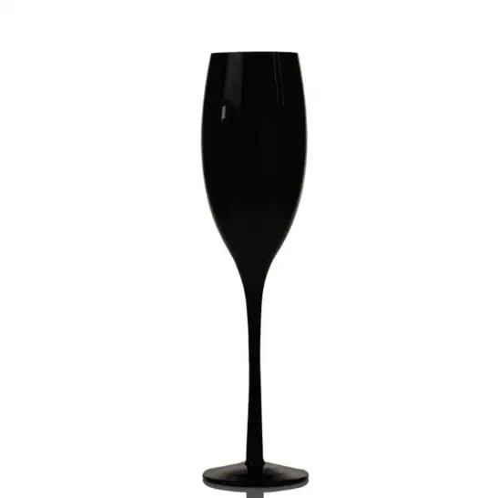 

Crystal Wine Glassware Colored Champagne Flute Black Glass Goblet, Clear transparent