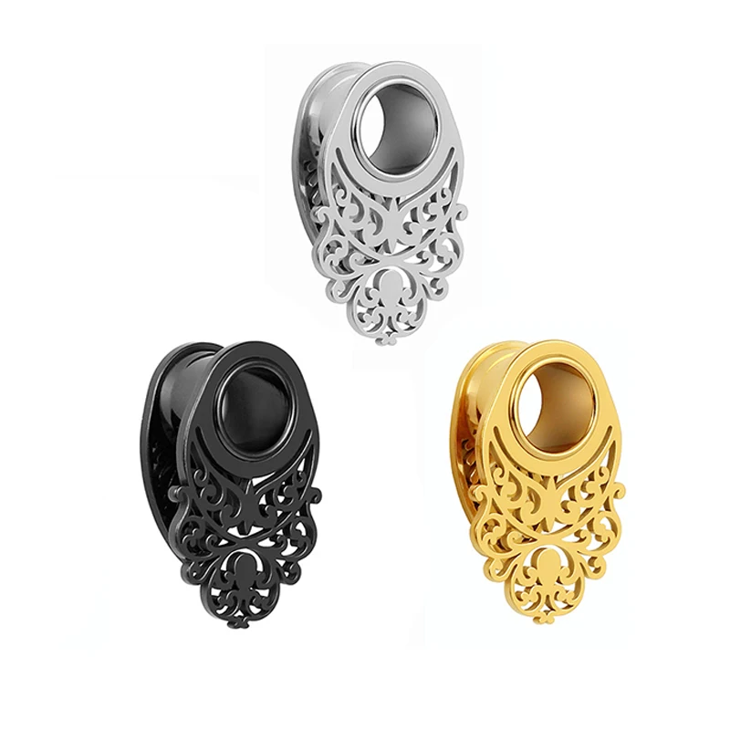 

New Arrival Stainless Steel Ear Plug Flesh Tunnel Body Jewelry Piercing Ear Weights Expander Pair Selling, Steel gold rose gold black