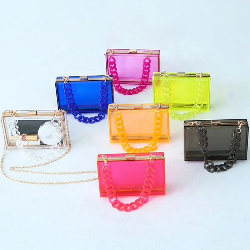 

2021 Wholesale Summer ladies Transparent Acrylic Box Purse Crossbody Handbag New Trendy Women Clear Acrylic Evening Clutch Bag