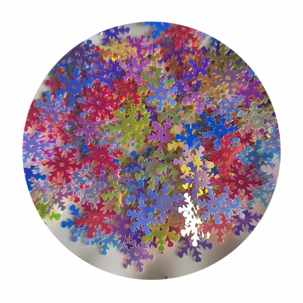 7mm Colorful Snowflake Shape Transparent Loose Sequins Crafts Glitter Paillettes for Wholesale Sewing Xmas Decoration