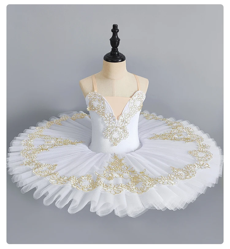 White Little Swan Dance Costume Children's Professional Beauty Performance Wear Tulle