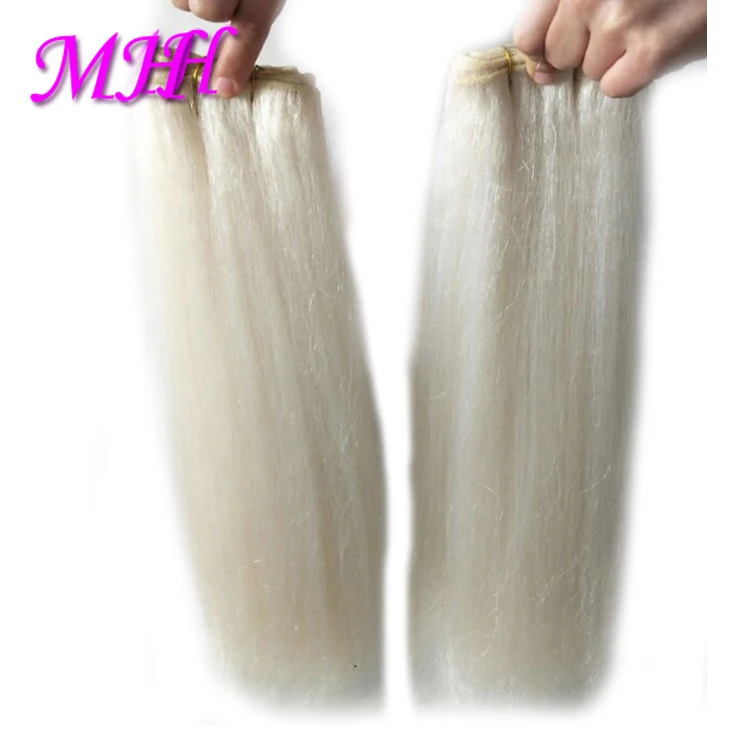 Black White Color Straight Yak Hair Wefts Yak Tail Hair Weaves Cow Hair