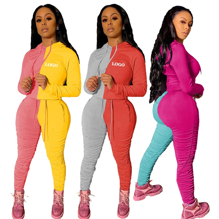 

Free Shipping Jogging Suits for Women Casual Two Piece Sweatsuit Pullover Hoodie + Long Pants Tracksuit Set Outfits Jumpsuits, Multi color optional