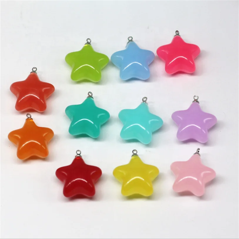 

Cute Jelly color 3D resin stars Creative resin Charms Pendant for Keychain Making Necklace Bracelet For Craft DIY, Picture