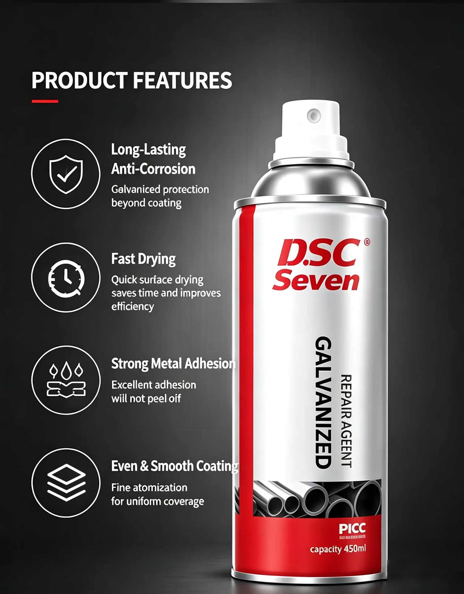 ZINC Galvanized Coating Anti-corrosion&Anti-rust Protective Metal Aerosol Spray Paint Cold Galvanizing Spray Paint ZINC Galvanized Coating Anti-corrosion&Anti-rust Protective Metal Aerosol Spray Paint Cold Galvanizing Spray Paint
