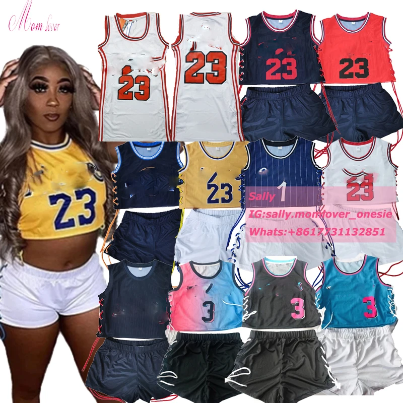 

Summer designer crop top and biker shorts jersey outfit 24 Kobe wear two 2 piece jersey short sets for women clothes 2021