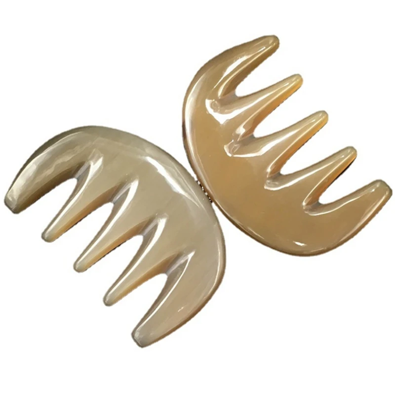 

Wholesale Large Teeth Comb Wide Tooth Horn Comb Yak Massage Comb, As photo