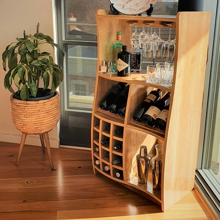 

No Screws Wine Display Wooden Wine Racks Bottle Cabinet Stand Holders Home Bar Kitchen Storage Organizer Wine Display Stand, 7 colors