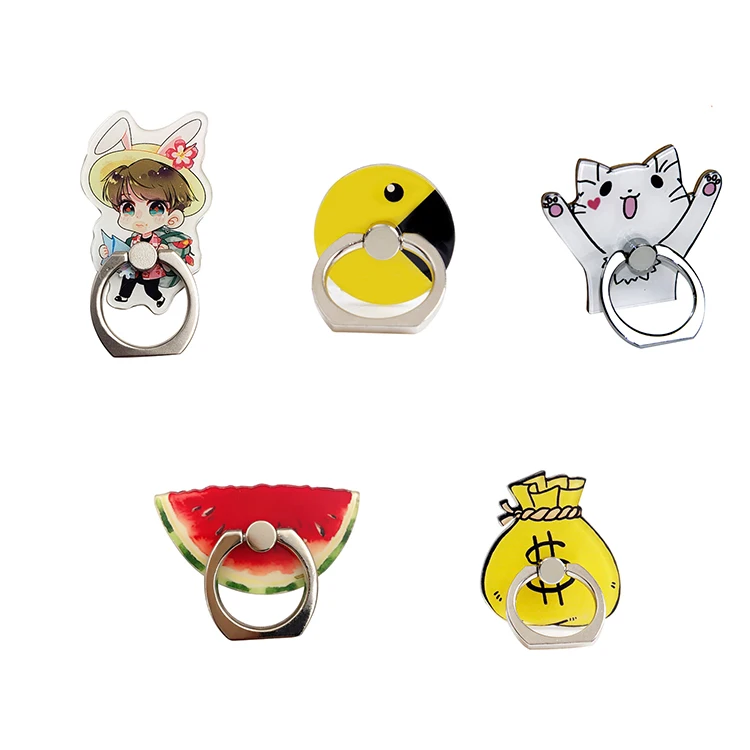 Custom Cute Acrylic Mobile Phone Stand Holder With Keyring