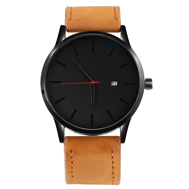 

3844 Dropshipping Amazon Vogue Men Watch No Logo Small OEM Watches Leather Wristwatches Low Price, 2 different colors as picture