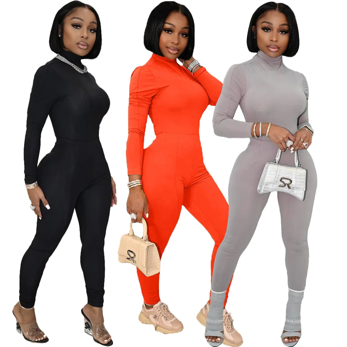 

Free Shipping R03052 - ladies casual bandage long sleeve solid top and pants two piece set