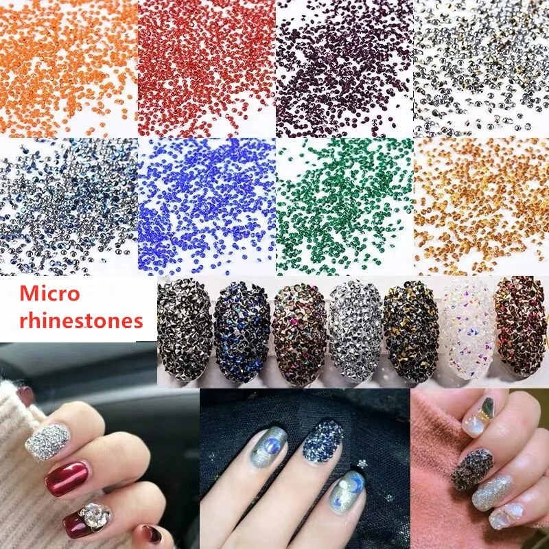 

high quality 18colors1440pcs/bag Nail tiny zircon Rhinestones Nail Art pixie dust Micro Diamonds Mini 3D Nail Art Rhinestone
