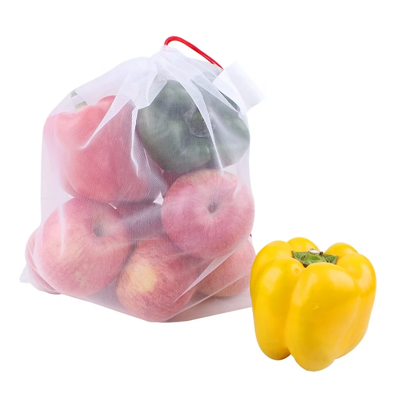 

Recycled Polyester BSCI Factory White Plain Mesh String Net Shopping Bag