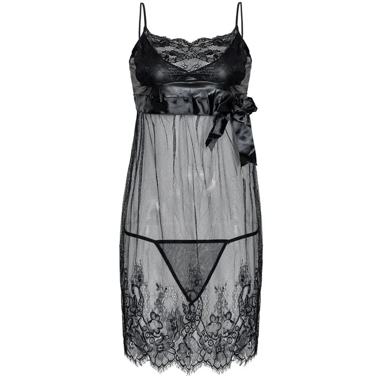 

PoeticExist Ladies' Lace Nightdress With Suspenders Sexy Plus Size Nightgowns