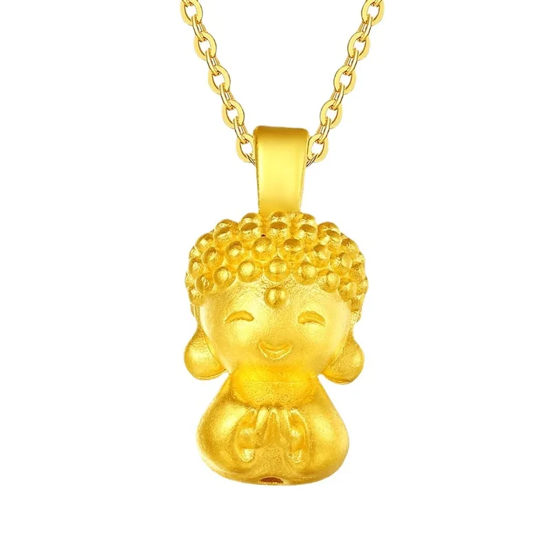 

Certified Gold Small Buddha Pendant Female 999 Pure Gold 3D Hard Pure Gold Samanera Necklace Pendant Couple's Birth Year