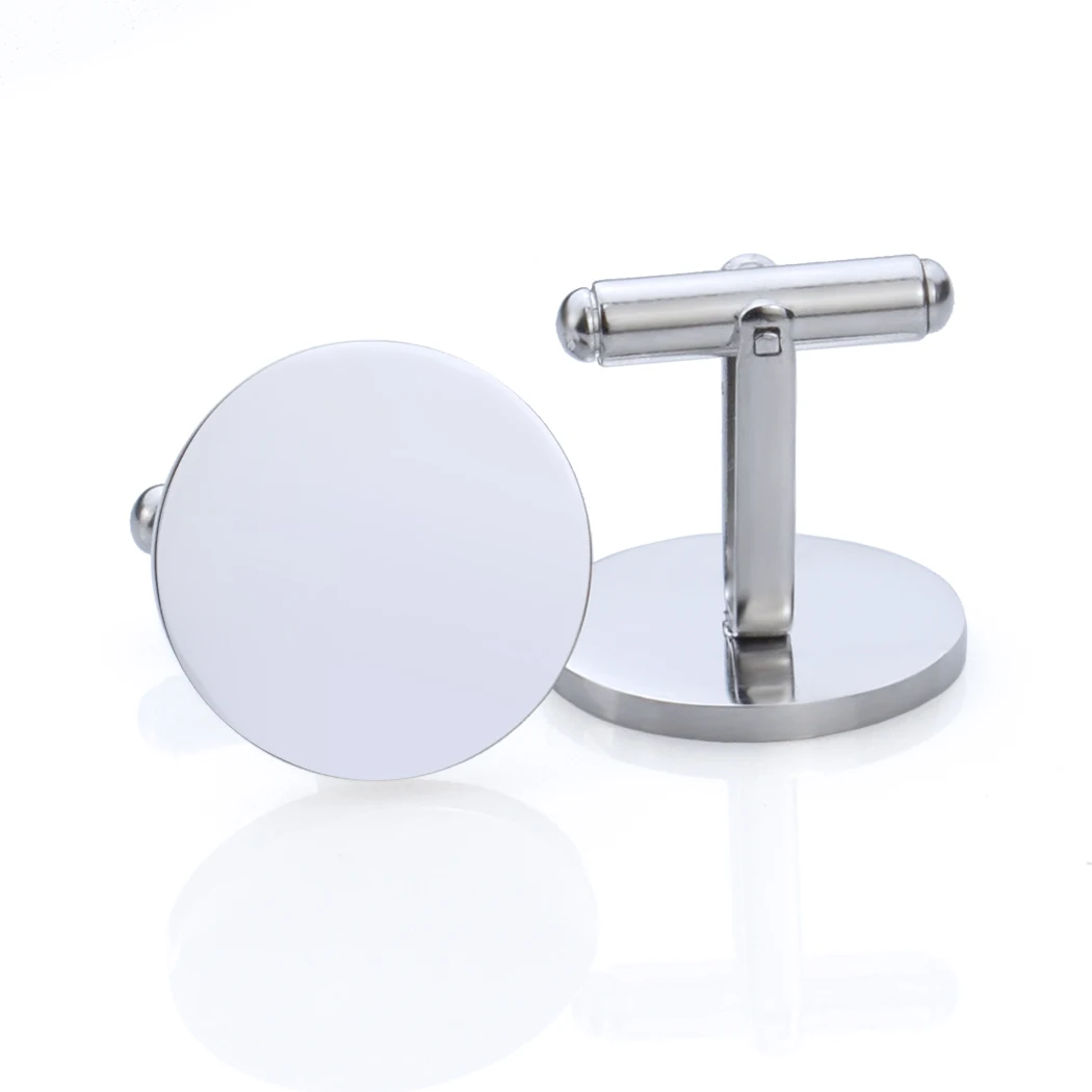 

Mirror Steel Titanium Engraved cuff links /15MM high quality Sublimation Blank Stainless Steel Cufflinks Men jewelry making, Silvery