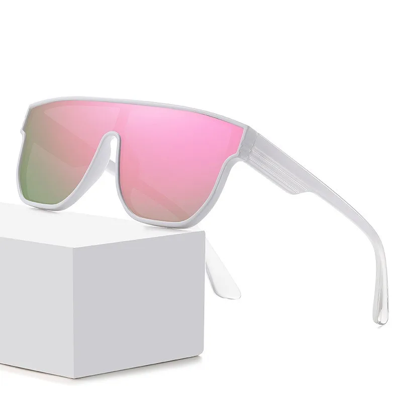 

LvCong High class unisex one piece women PC oversized lens sun glasses sport mirror polarized big shades 2024 men sunglasses