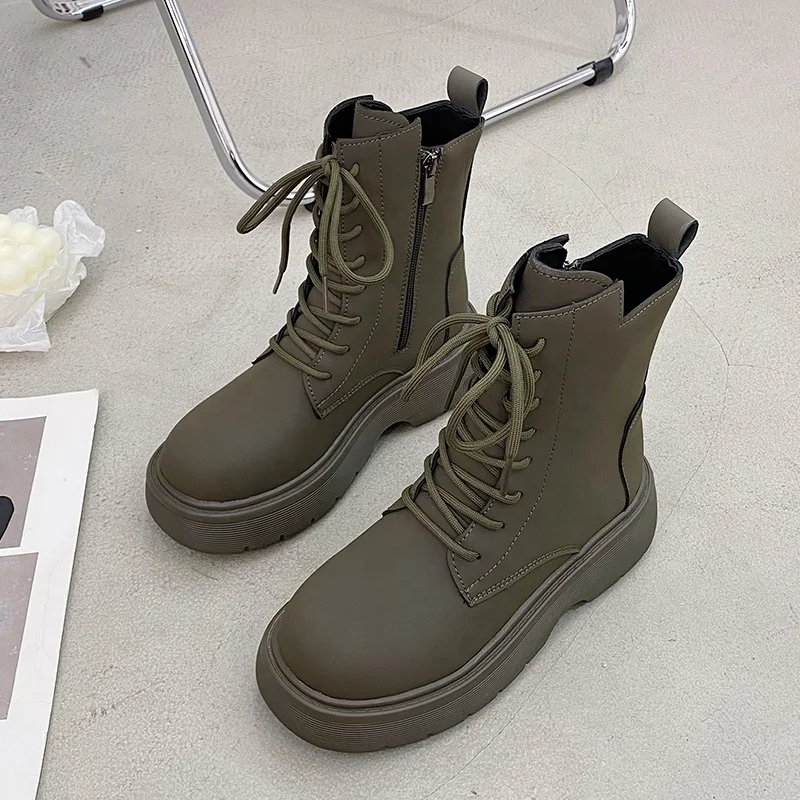 

Luxury Martens Boots Leather Casual Stripper Ankle Boots For Ladies And Women, Grey, black