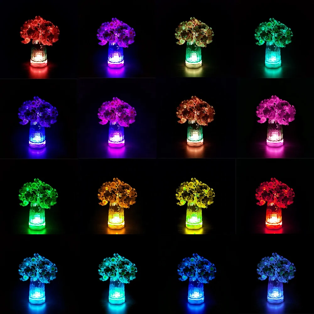 2019 12LEDs flower 16 Colors Remote Control Submersible Vase light Multicolor LED Waterproof Base Light for Wedding