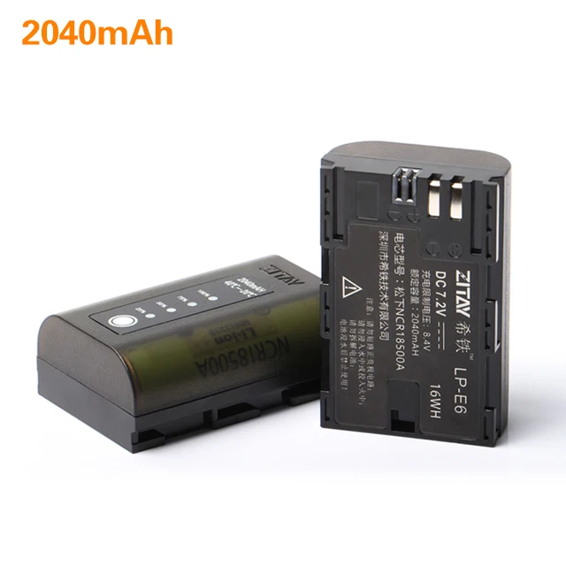 

7.2V 2040mAh Camera Rechargeable LP-E6 Battery Li-Ion Lithium ion Battery For BMPCC 4K 6K Canon R5 5D Mark Iii Iv Ii 6D 7D 70D