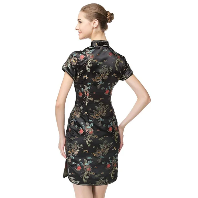 
Elegant High Quality Short Sleeve Cheongsam Modern Women Casual Dress 