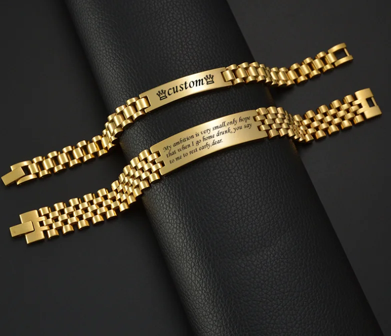 

Gift for Dad Husband Boyfriend Custom Mens Bracelet Personalized Cuff Wristband Engraved Name Watch Band Bracelets
