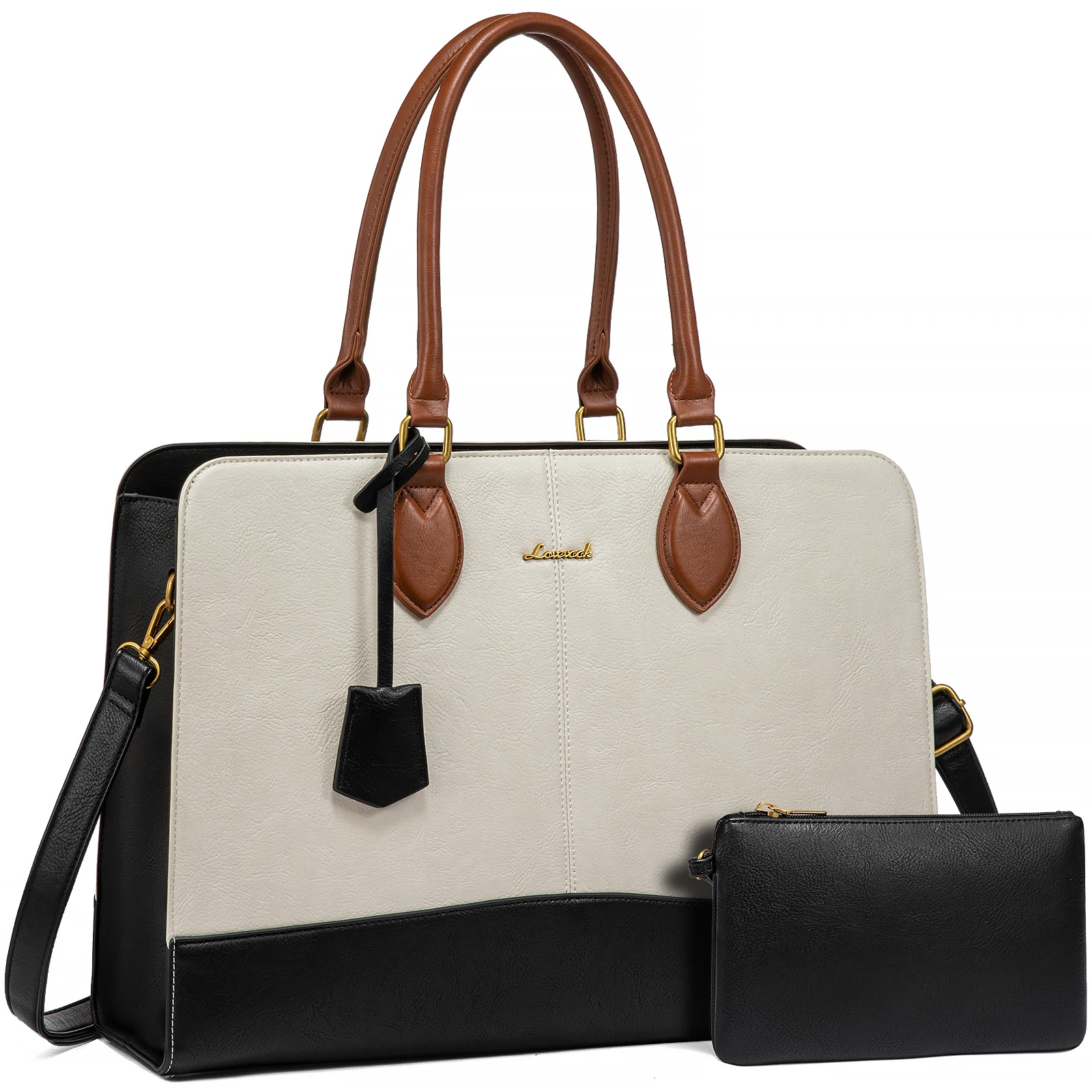 LOVEVOOK Women's 15.6 17 Inch Waterproof PU Leather Laptop Tote Large Briefcase Handbag for Office Work Business Ladies' Style