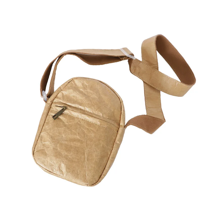 

New design natural friendly kraft paper men's cross body shoulder bag for women, Custom made