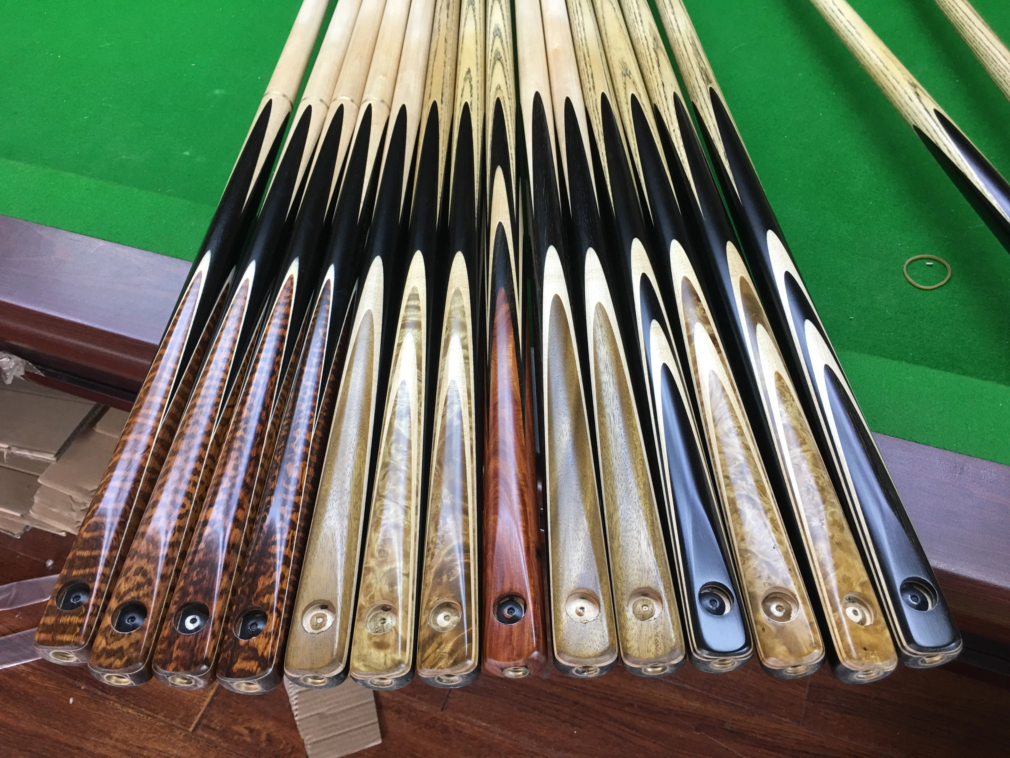 
custom tip size 1pc snooker cue 3/4 joint handmade snooker cue 
