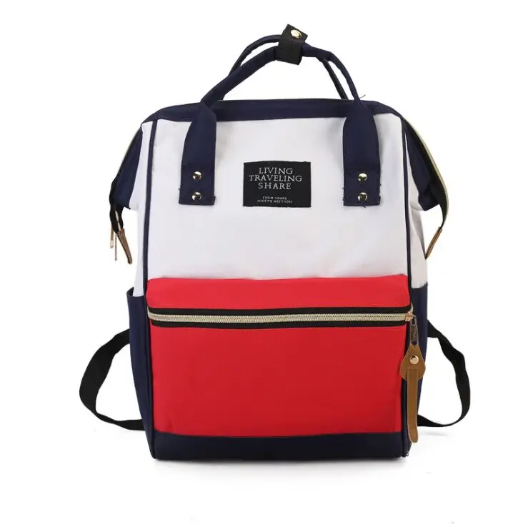 

Japan Style Fashion Canvas Bag Patchwork Backpack Women Handbags Tote Bag School Backpack Travel Bags, Red,purple,dark blue,black,pink,gray sky blue,red white,red green